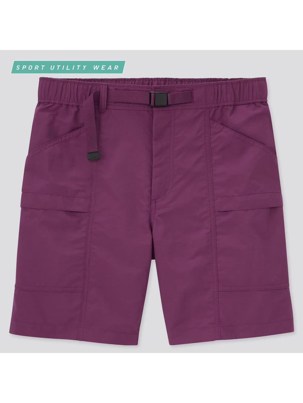 Uniqlo 8" Nylon Utility Geared Shorts with Belt Purple Mens Medium